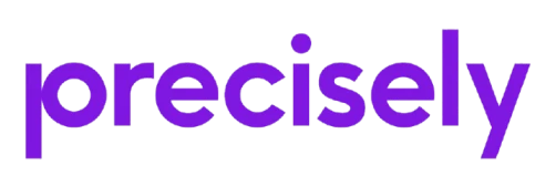 precisely logo in bold purple lowercase letters on a transparent background